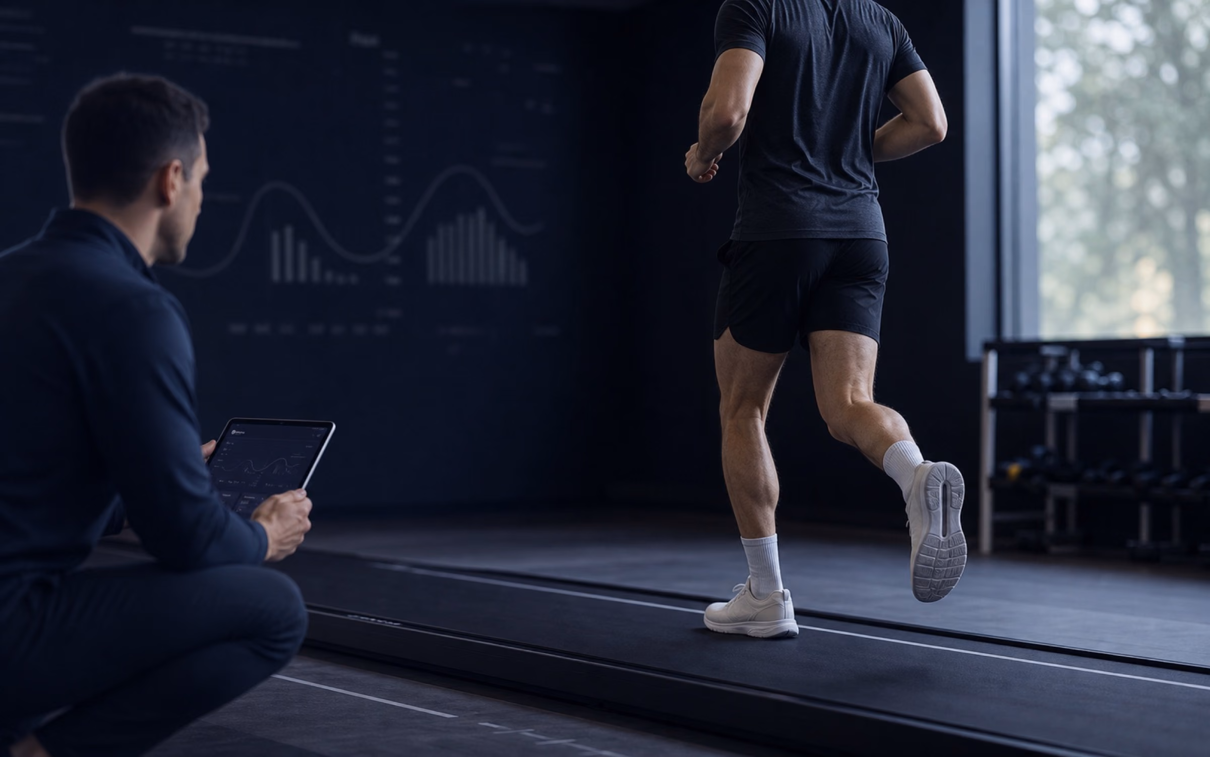 Praticien observant un coureur pendant une analyse de course
