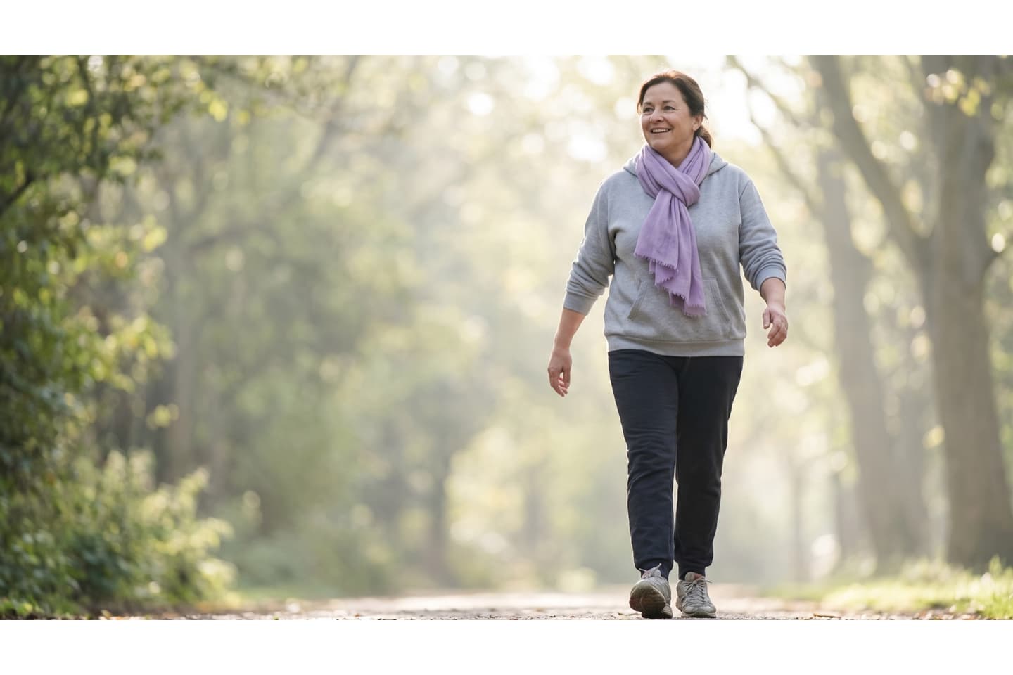 Adult walking outdoors during everyday activity