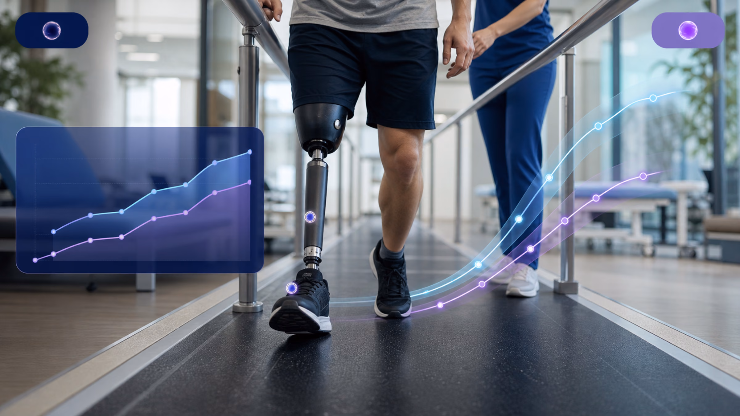Lower-limb amputation rehabilitation monitored with IMU gait data